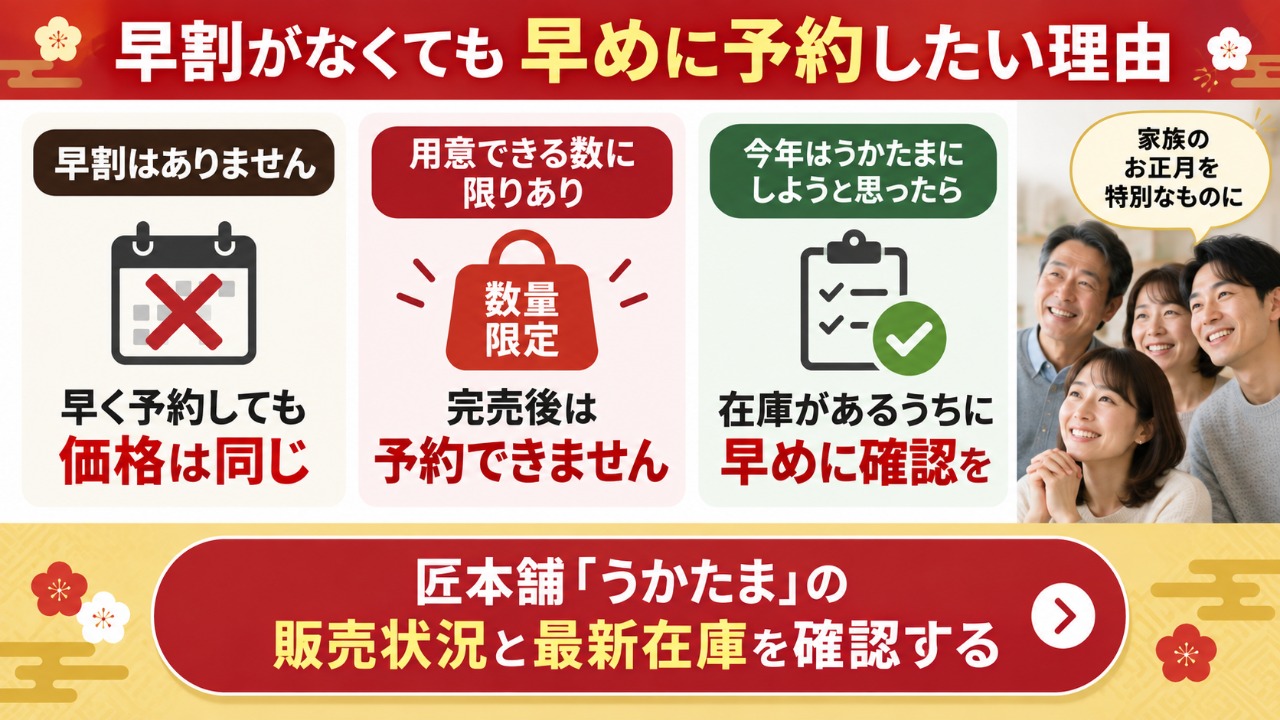 匠本舗　うかたま　早めに予約したい理由